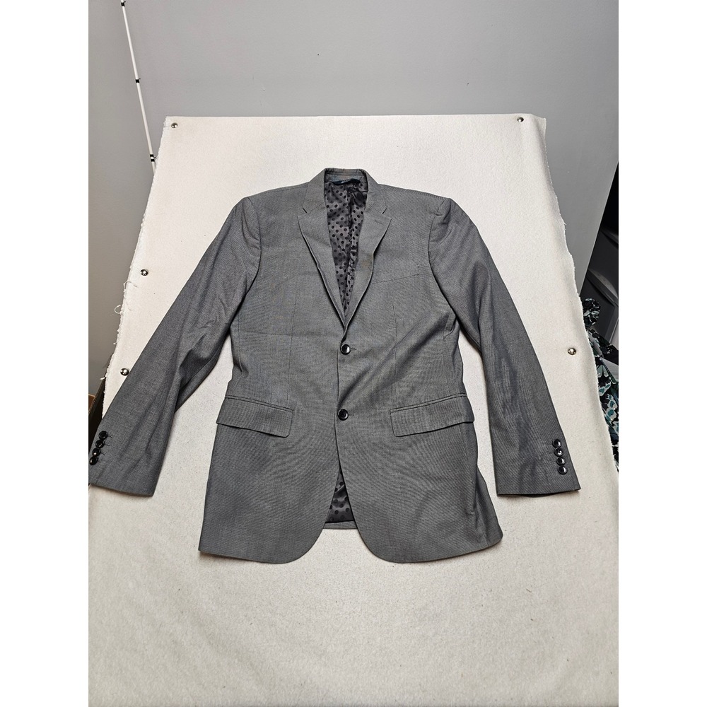 Perry Ellis Mens 40 Regular Gray Two Button Blazer Sport Coat Polka Dot Lining